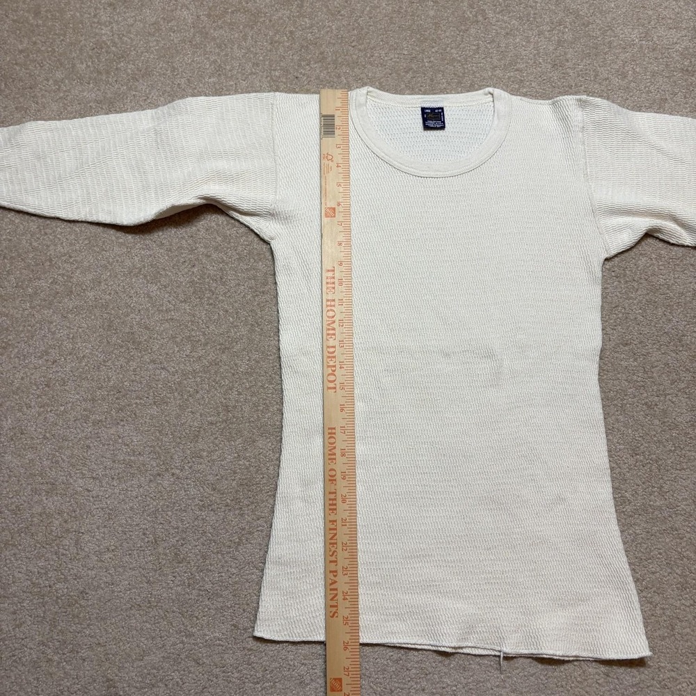 Vtg Waffle Knit Thermal Shirt Mens Large White USA 70s/80s Grunge Skate KMart - Picture 5 of 7